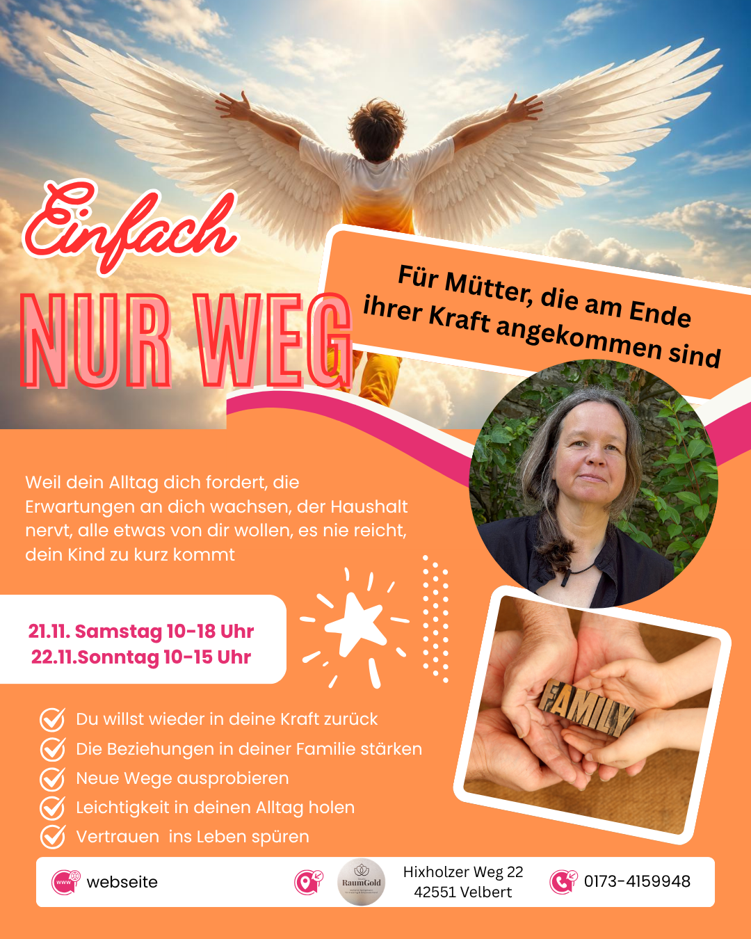 Kurs für erschöpfte Mütter „Einfach nur weg" — 21./22. November in Velbert